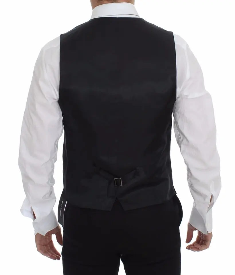 Dolce & Gabbana Gray Slim Fit Button Front Dress Formal Vest Dolce & Gabbana