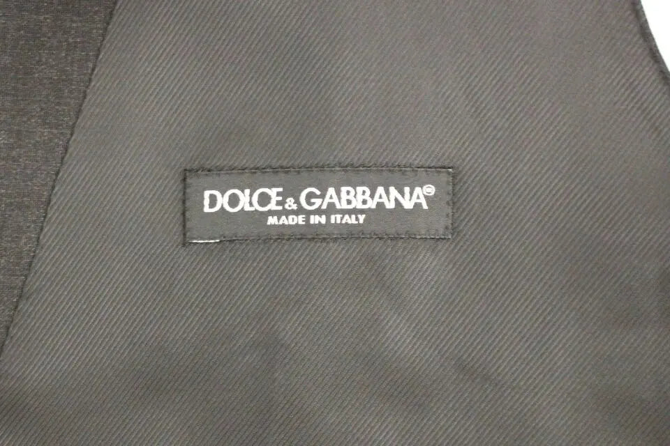 Dolce & Gabbana Gray Slim Fit Button Front Dress Formal Vest Dolce & Gabbana