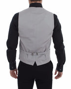 Dolce & Gabbana Gray Cotton Slim Fit Button Front Dress Vest Dolce & Gabbana