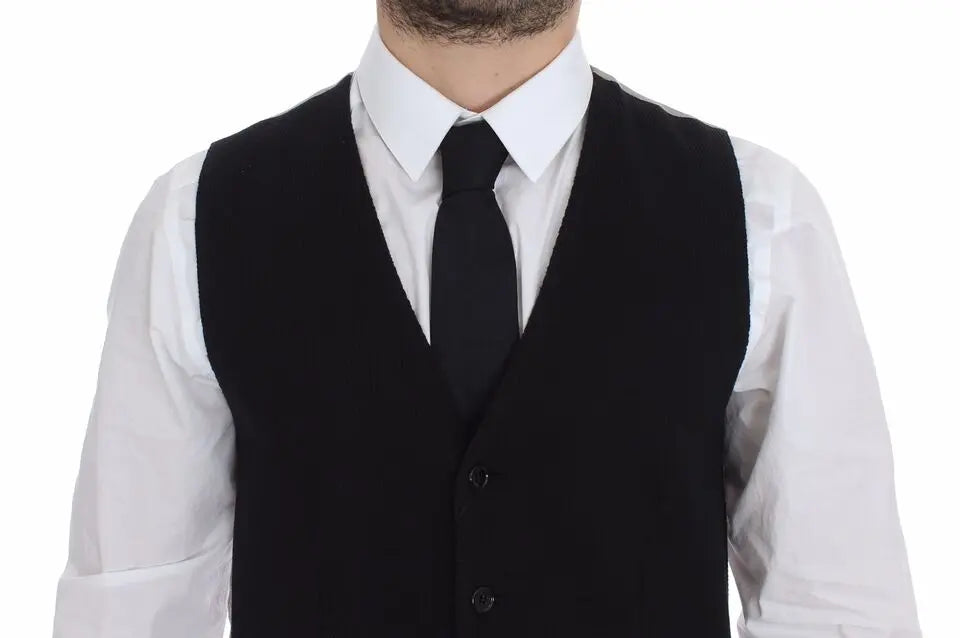 Dolce & Gabbana Black Cotton Dress Vest Blazer Jacket Dolce & Gabbana