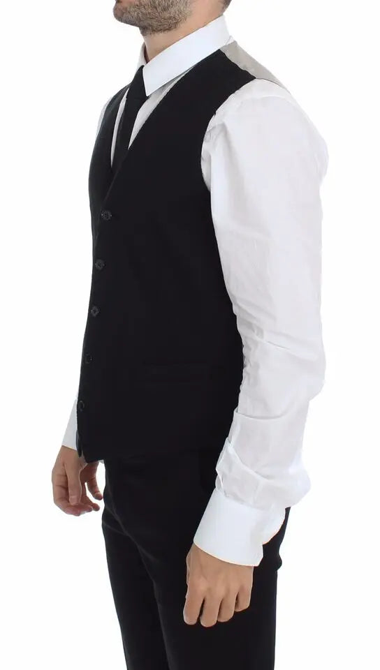 Dolce & Gabbana Black Cotton Dress Vest Blazer Jacket Dolce & Gabbana
