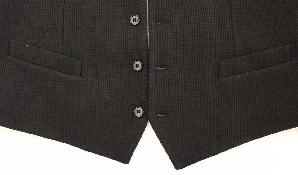 Dolce & Gabbana Black Cotton Dress Vest Blazer Jacket Dolce & Gabbana