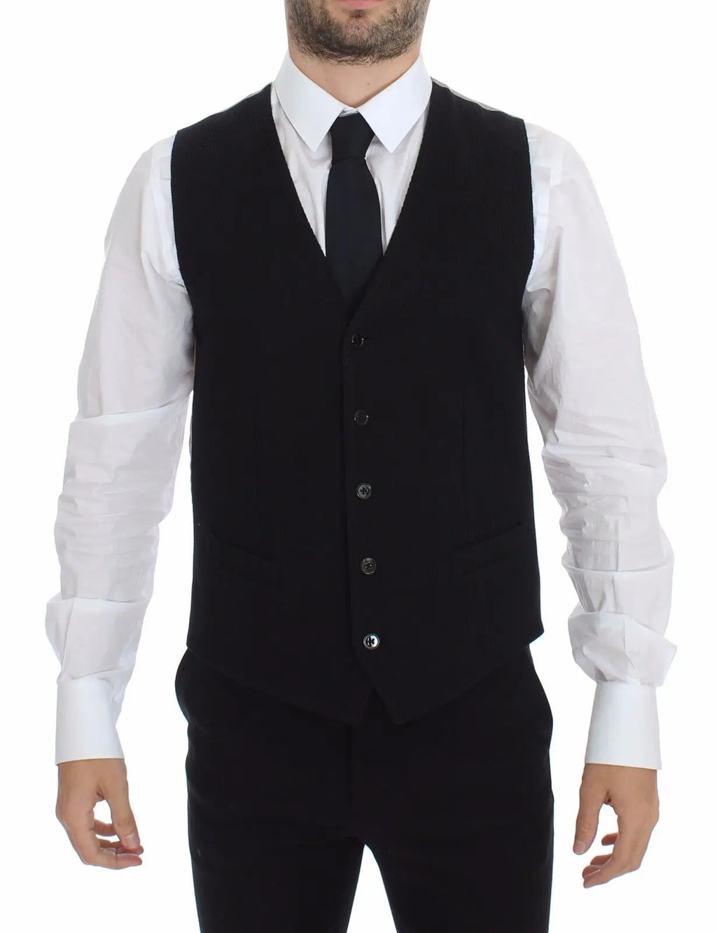 Dolce & Gabbana Black Cotton Dress Vest Blazer Jacket Dolce & Gabbana