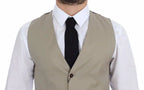 Dolce & Gabbana Beige Cotton Dress Vest Blazer Jacket Dolce & Gabbana