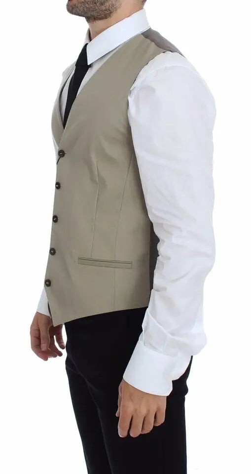 Dolce & Gabbana Beige Cotton Dress Vest Blazer Jacket Dolce & Gabbana