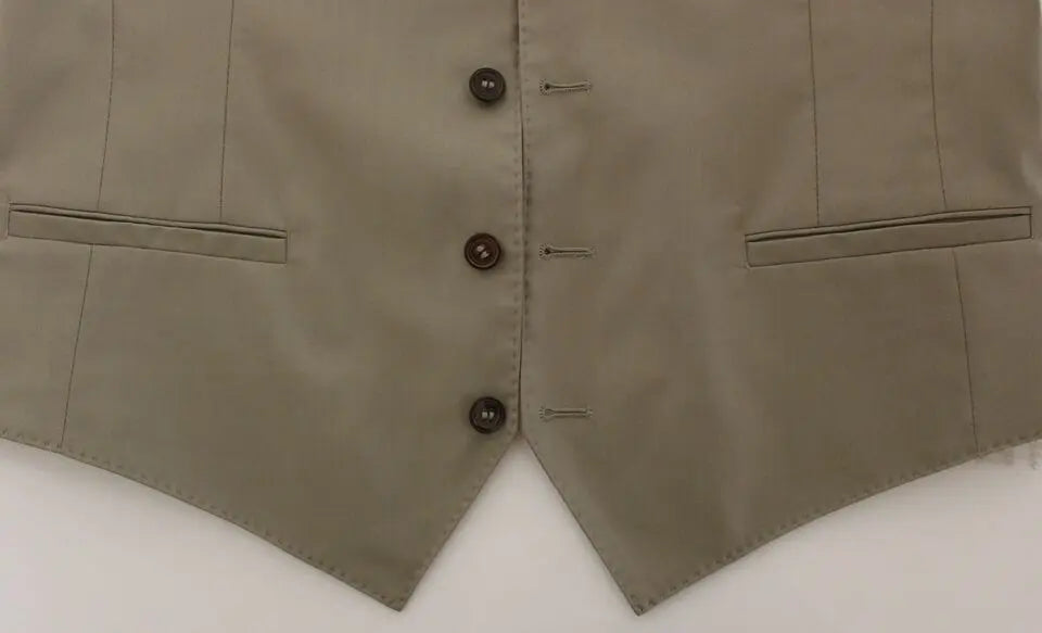 Dolce & Gabbana Beige Cotton Dress Vest Blazer Jacket Dolce & Gabbana
