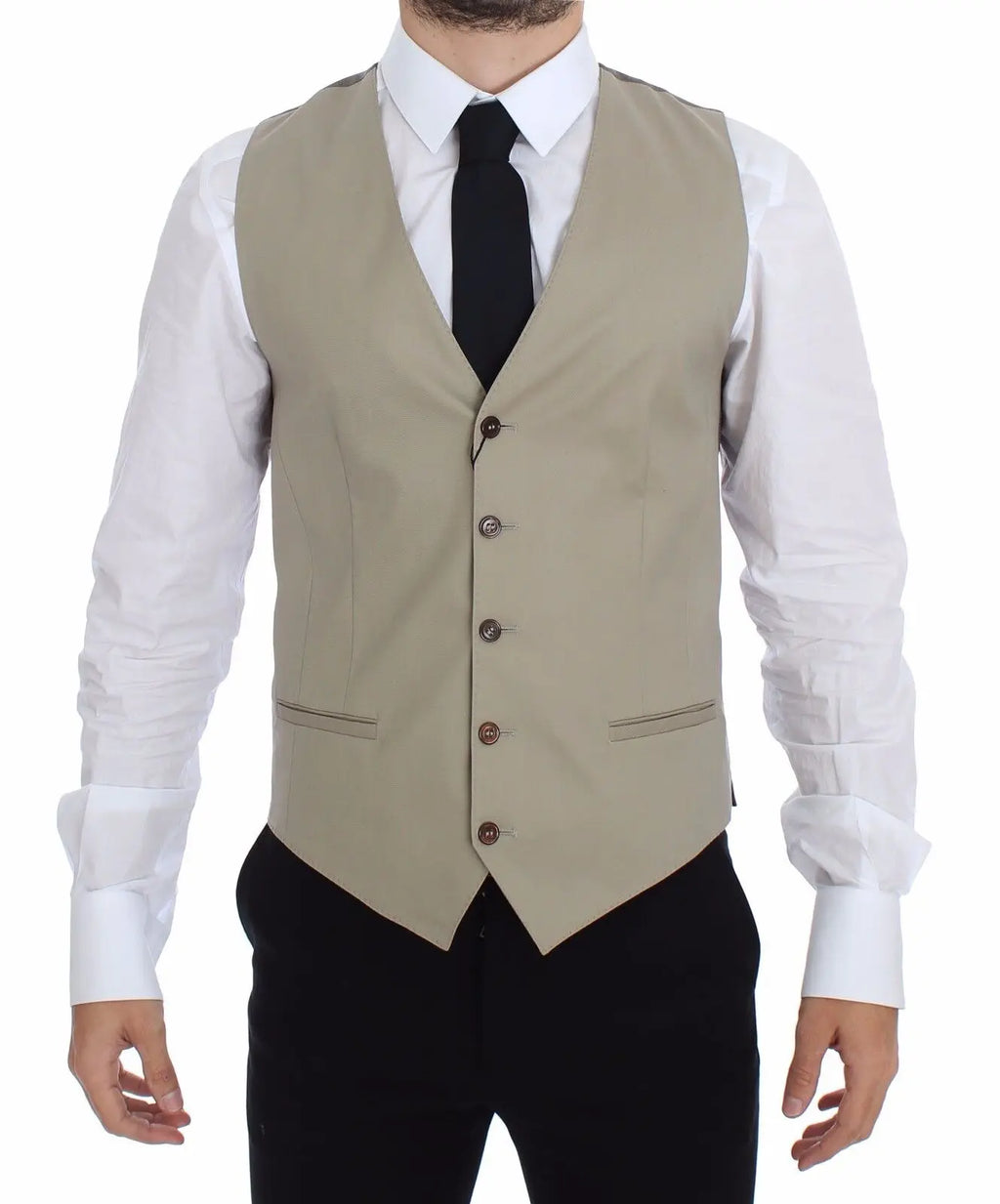 Dolce & Gabbana Beige Cotton Dress Vest Blazer Jacket Dolce & Gabbana