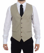 Dolce & Gabbana Beige Cotton Dress Vest Blazer Jacket Dolce & Gabbana