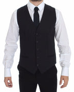 Dolce & Gabbana Blue Cotton Stretch Dress Vest Blazer Dolce & Gabbana
