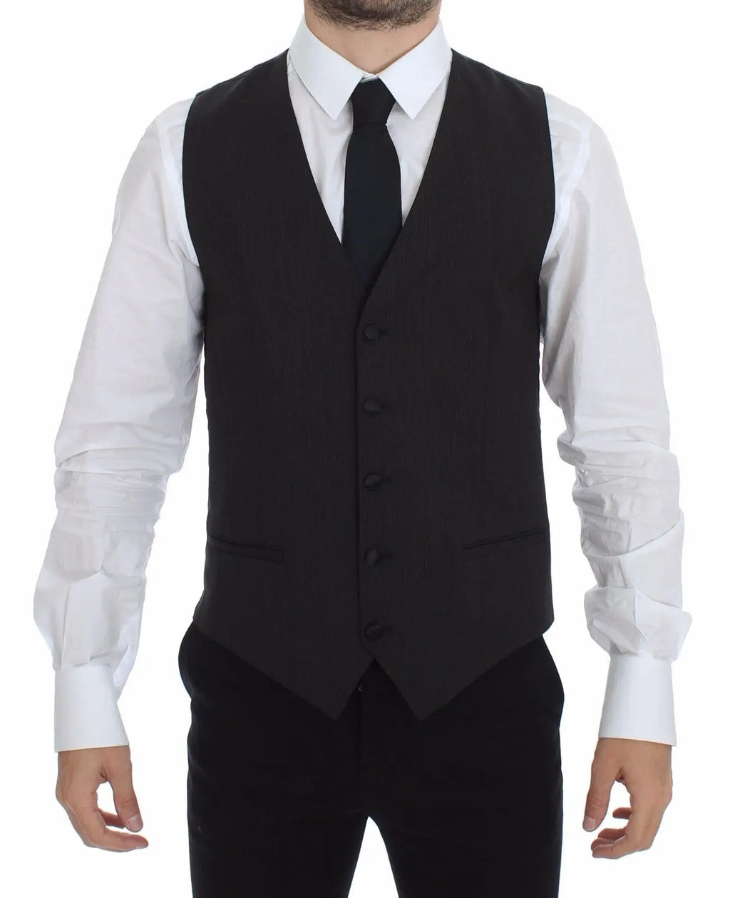 Dolce & Gabbana Gray Wool Stretch Dress Vest Jacket Blazer Dolce & Gabbana