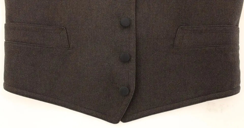 Dolce & Gabbana Brown Cotton Blend Dress Vest Gilet Dolce & Gabbana