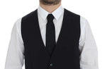 Dolce & Gabbana Blue Cotton Stretch Dress Vest Blazer Dolce & Gabbana