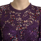 Dolce & Gabbana Purple floral lace crystal embedded dress - Zeiniez
