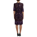 Dolce & Gabbana Purple floral lace crystal embedded dress - Zeiniez