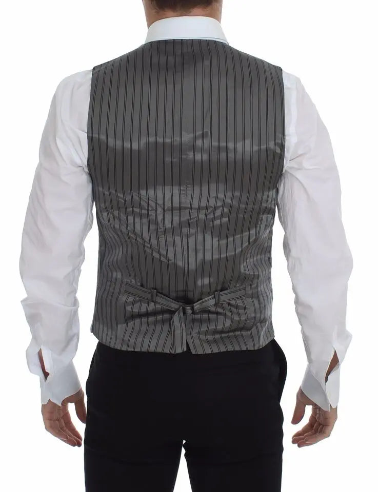 Dolce & Gabbana Gray Cotton Stretch Dress Vest Blazer Dolce & Gabbana