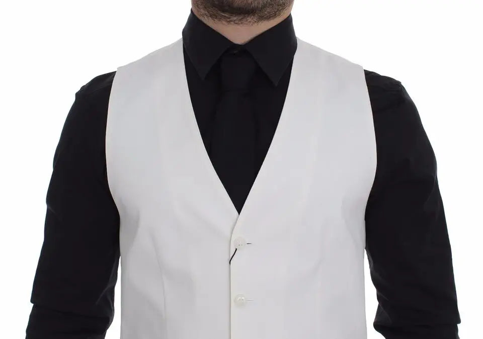 Dolce & Gabbana White Cotton Silk Blend Dress Vest Blazer Dolce & Gabbana