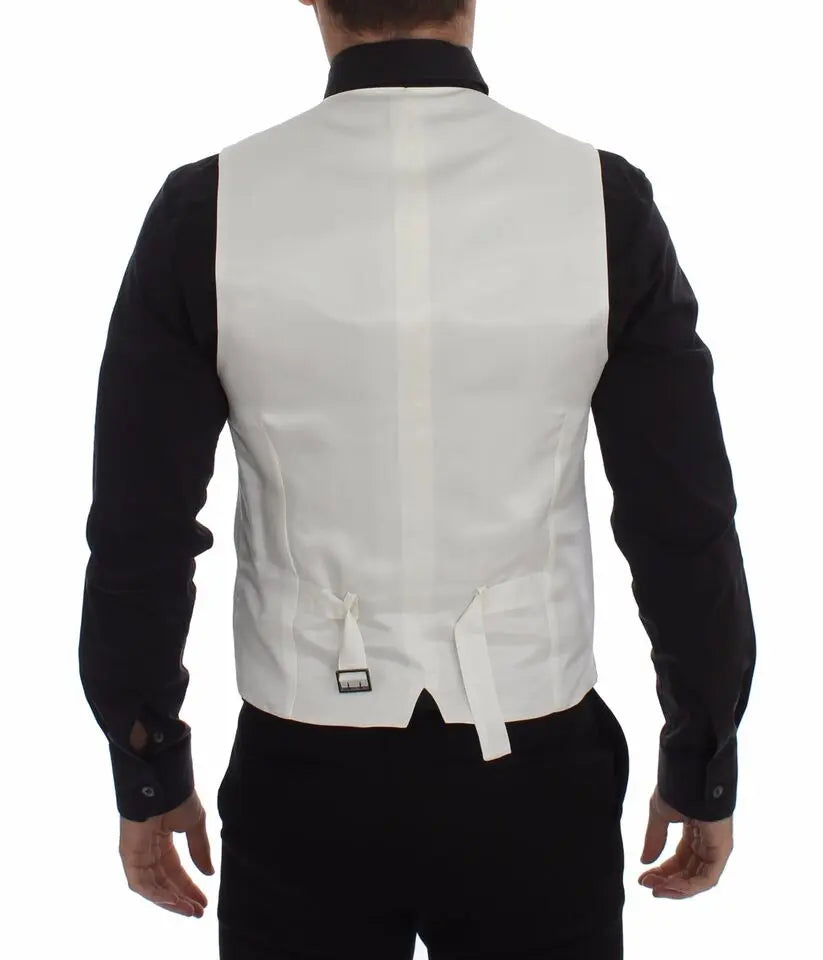 Dolce & Gabbana White Cotton Silk Blend Dress Vest Blazer Dolce & Gabbana