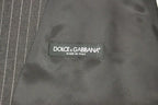 Dolce & Gabbana Gray Striped Wool Single Breasted Vest Dolce & Gabbana