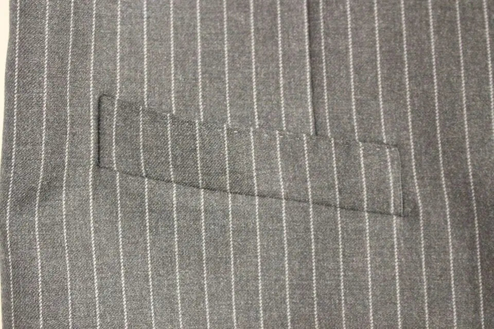 Dolce & Gabbana Gray Striped Wool Single Breasted Vest Dolce & Gabbana