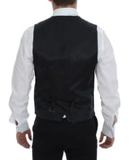Dolce & Gabbana Black Striped Wool Single Breasted Vest Dolce & Gabbana