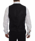 Dolce & Gabbana Black Striped Wool Logo Vest Gilet Weste Dolce & Gabbana