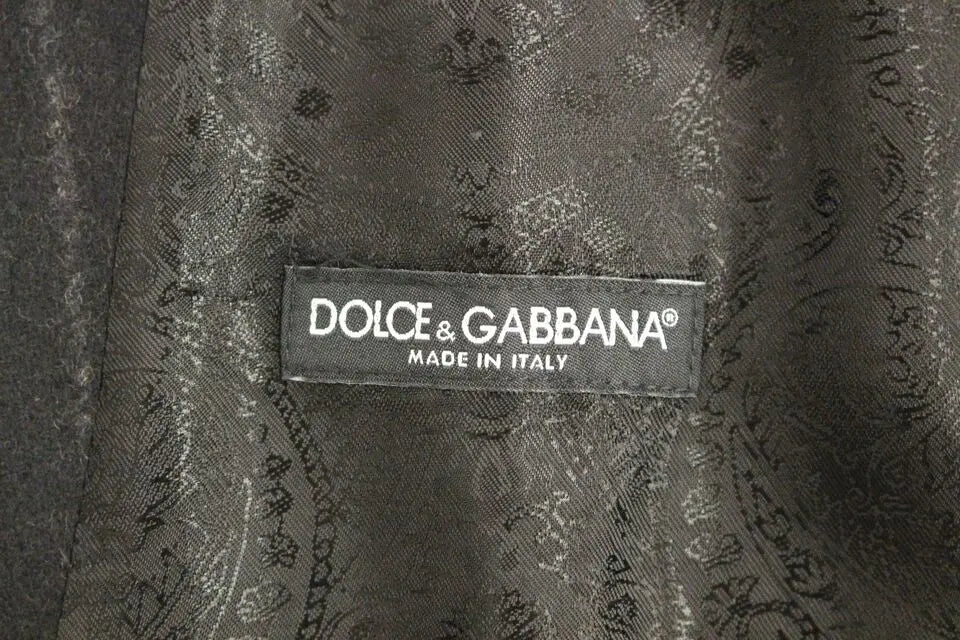 Dolce & Gabbana Black Striped Wool Logo Vest Gilet Weste Dolce & Gabbana