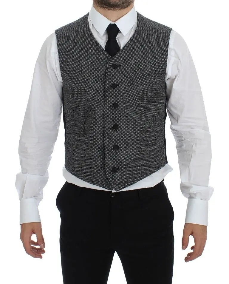 Dolce & Gabbana Gray Cotton Blend Logo Vest Gilet Weste Dolce & Gabbana
