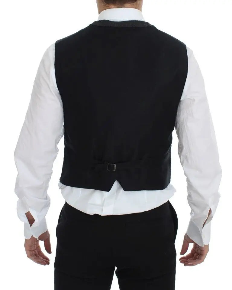 Dolce & Gabbana Gray Wool Blend Logo Vest Gilet Weste Dolce & Gabbana