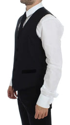 Dolce & Gabbana Black Wool Formal Dress Vest Gilet Weste Dolce & Gabbana