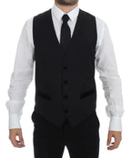 Dolce & Gabbana Black Wool Formal Dress Vest Gilet Weste Dolce & Gabbana
