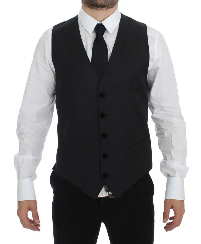 Dolce & Gabbana Gray Wool Formal Dress Vest Gilet Weste Dolce & Gabbana