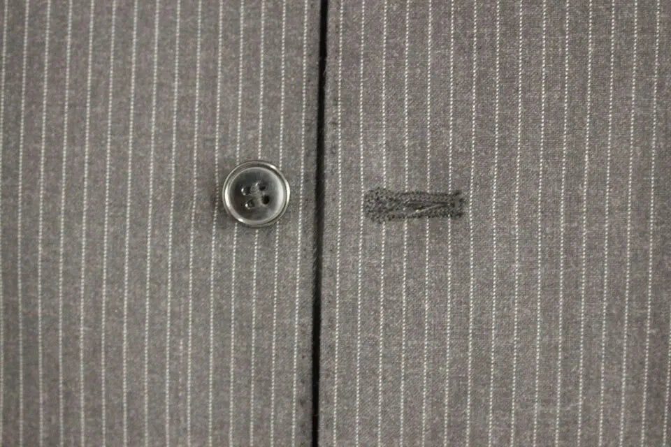 Dolce & Gabbana Gray Striped Wool Single Breasted Vest Dolce & Gabbana