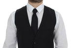 Dolce & Gabbana Black Striped Wool Single Breasted Vest - Zeiniez