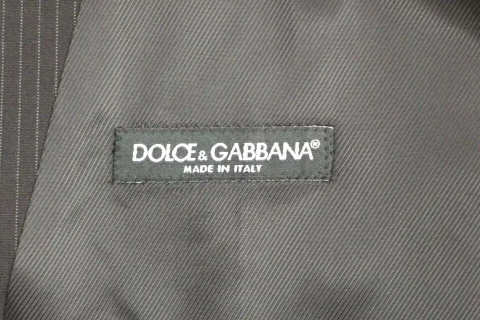 Dolce & Gabbana Black Striped Wool Single Breasted Vest - Zeiniez
