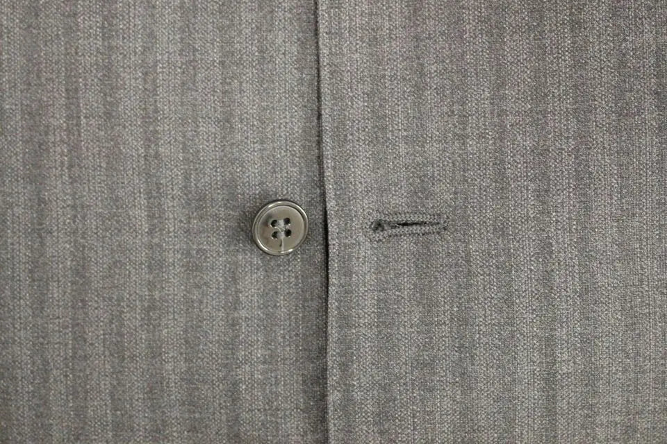 Dolce & Gabbana Gray Striped Wool Single Breasted Vest Dolce & Gabbana