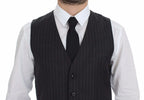 Dolce & Gabbana Gray Striped Wool Logo Vest Gilet Weste - Zeiniez