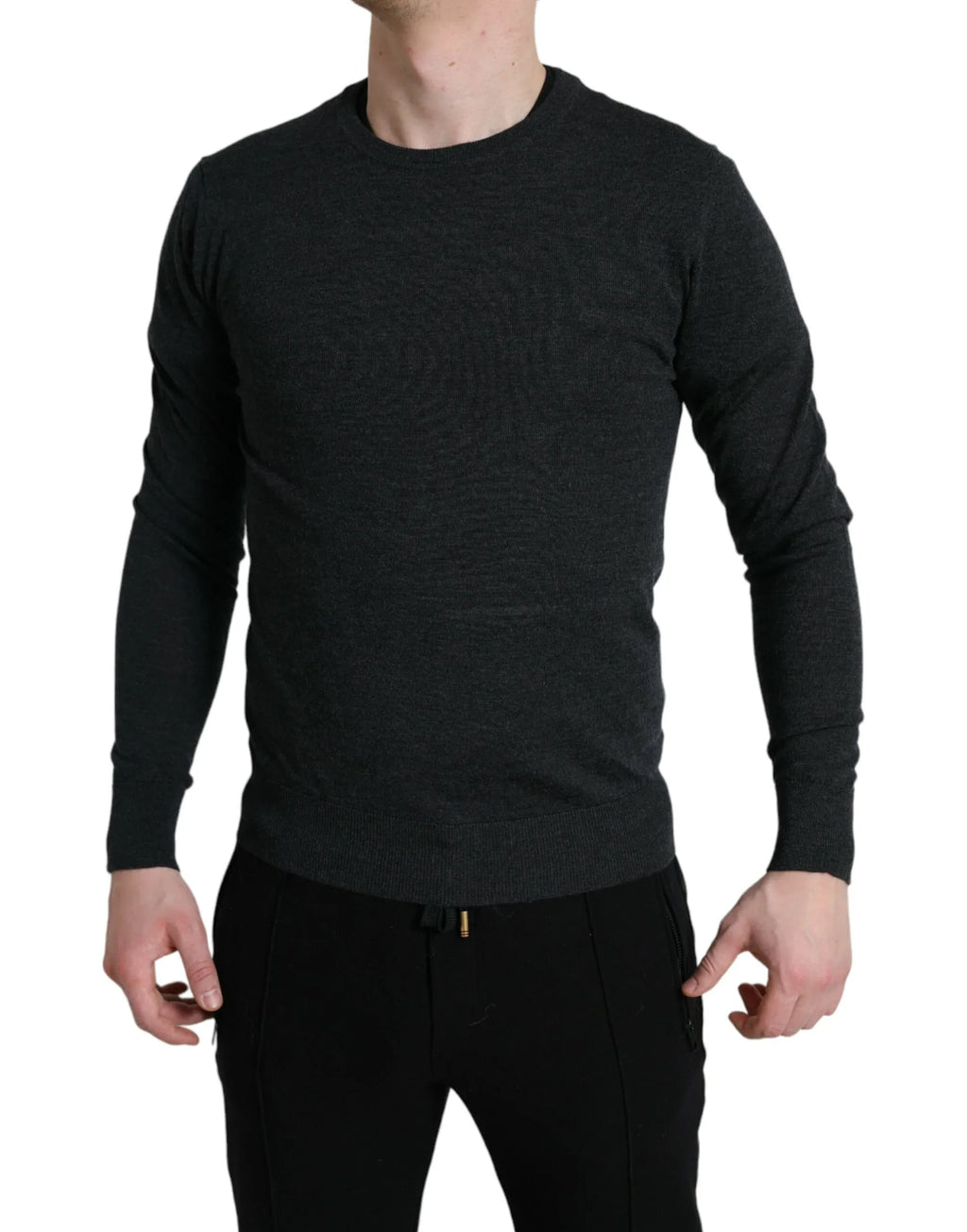 Dolce & Gabbana Gray Wool Round Neck Pullover Sweater - Zeiniez