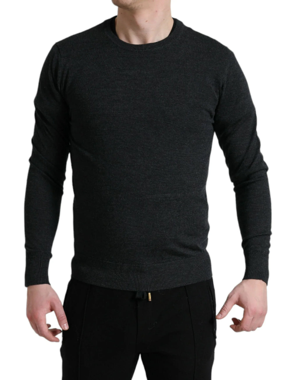 Dolce & Gabbana Gray Wool Round Neck Pullover Sweater - Zeiniez
