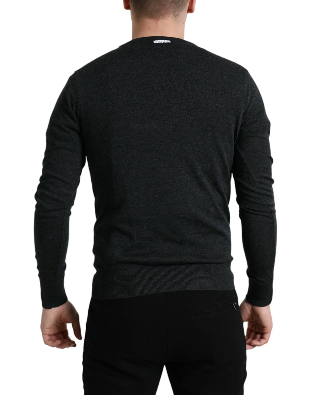 Dolce & Gabbana Gray Wool Round Neck Pullover Sweater - Zeiniez