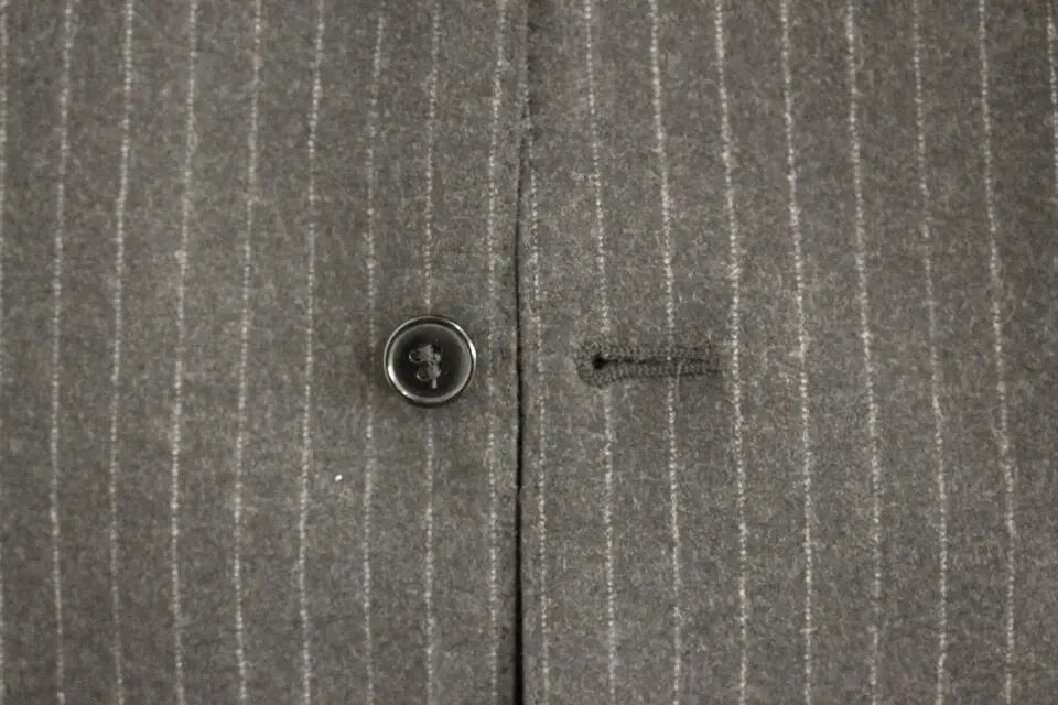 Dolce & Gabbana Gray Striped Wool Logo Vest Gilet Vests - Zeiniez