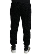 Dolce & Gabbana Black Leopard Cotton Slim Fit Jogger Pants - Zeiniez