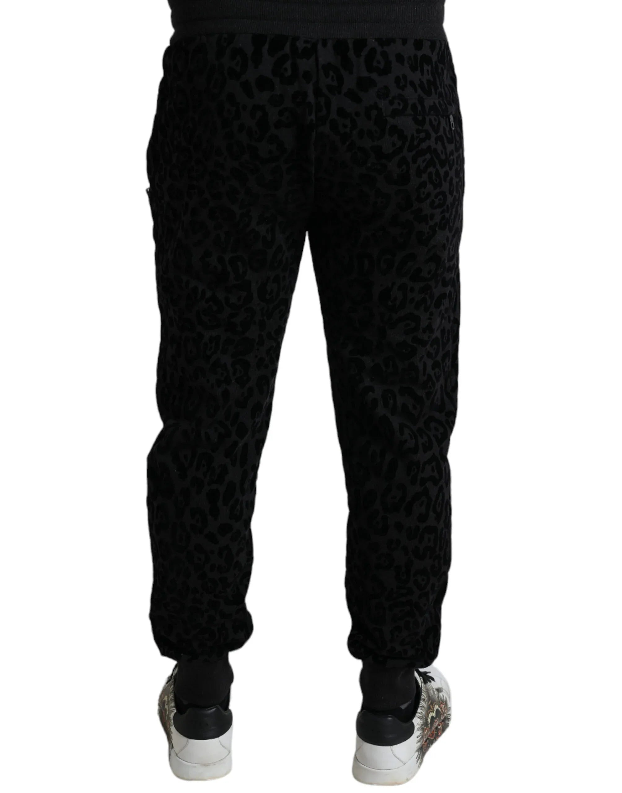 Dolce & Gabbana Black Leopard Cotton Slim Fit Jogger Pants - Zeiniez