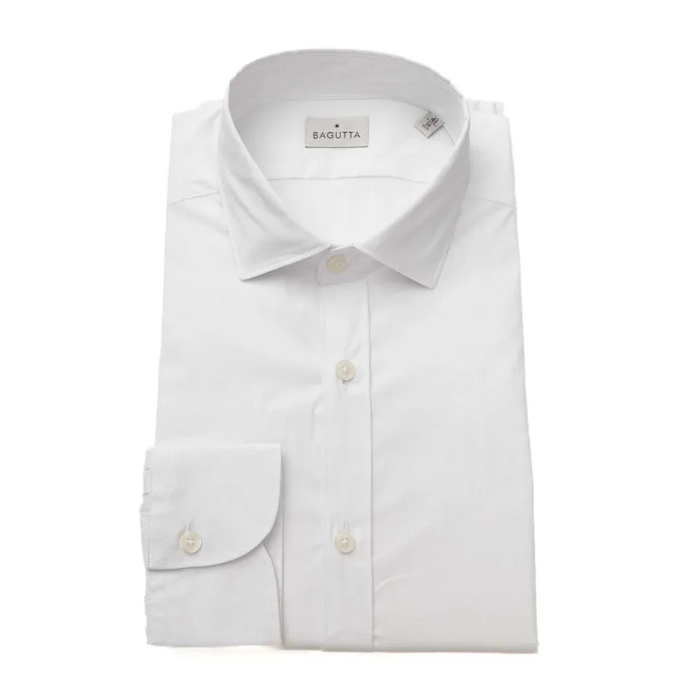 Bagutta White Cotton Men's Shirt Slim Fit With French Collar - Zeiniez