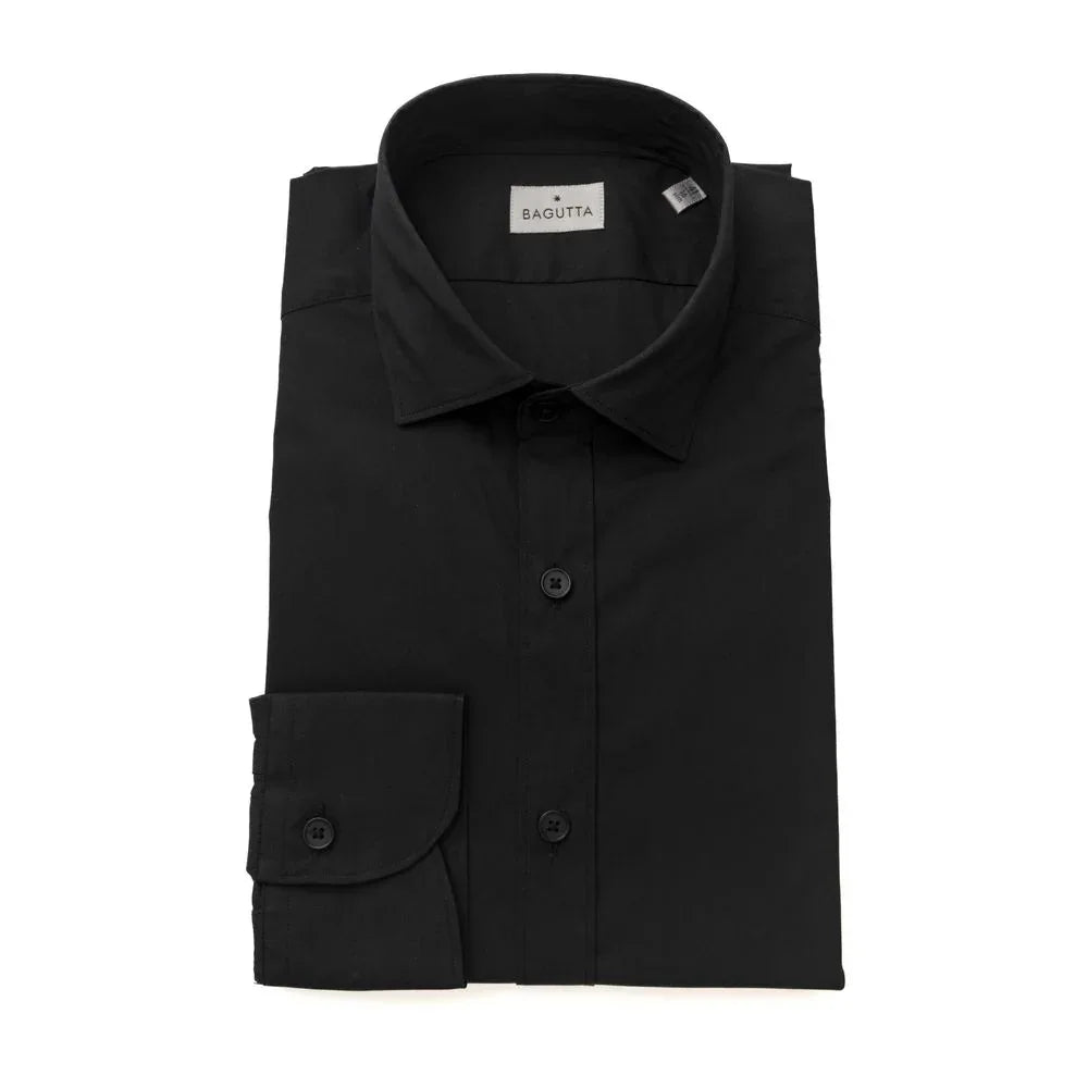 Bagutta Black Cotton Men's Slim Shirt - Zeiniez