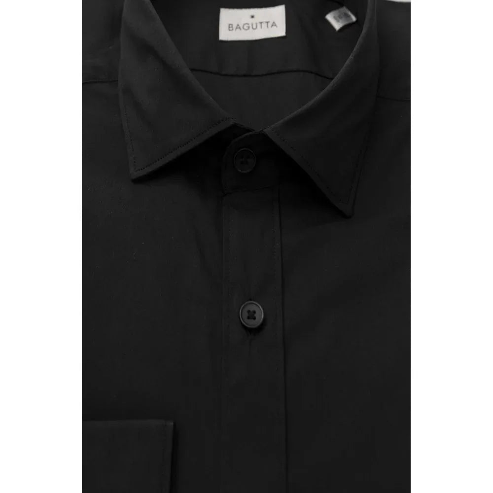 Bagutta Black Cotton Men's Slim Shirt - Zeiniez
