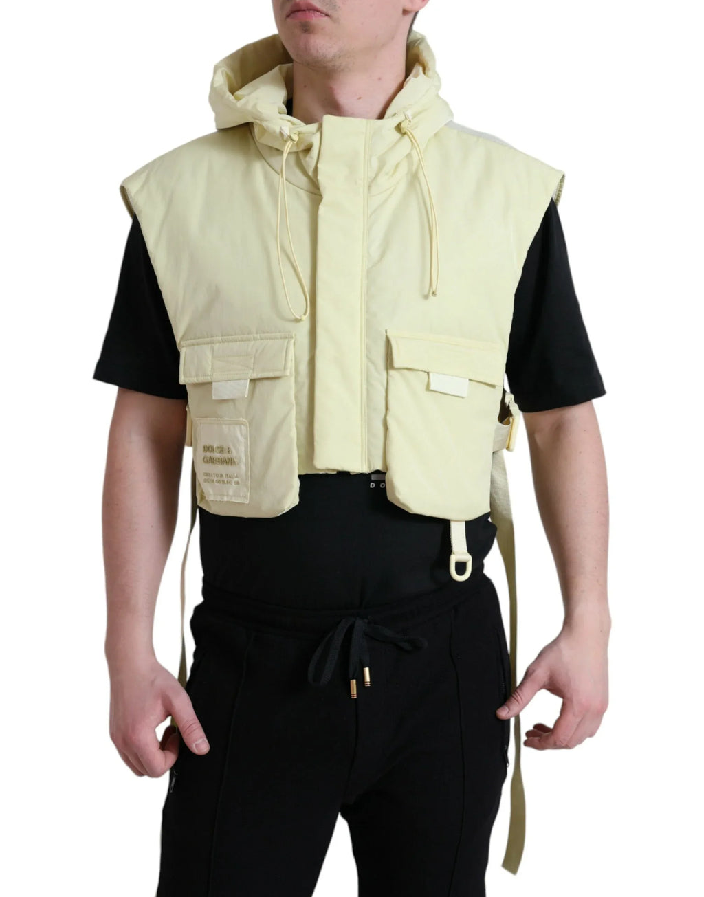 Dolce & Gabbana Yellow Nylon Hooded Sportswear Vest Jacket - Zeiniez