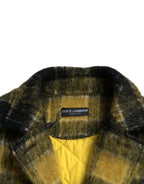 Dolce & Gabbana Yellow Plaid Long Sleeve Casual Coat Jacket - Zeiniez