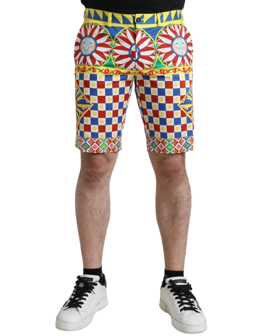 Dolce & Gabbana Multicolor Carretto Print Men Bermuda Shorts - Zeiniez