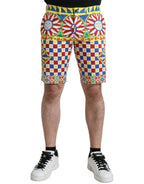 Dolce & Gabbana Multicolor Carretto Print Men Bermuda Shorts - Zeiniez