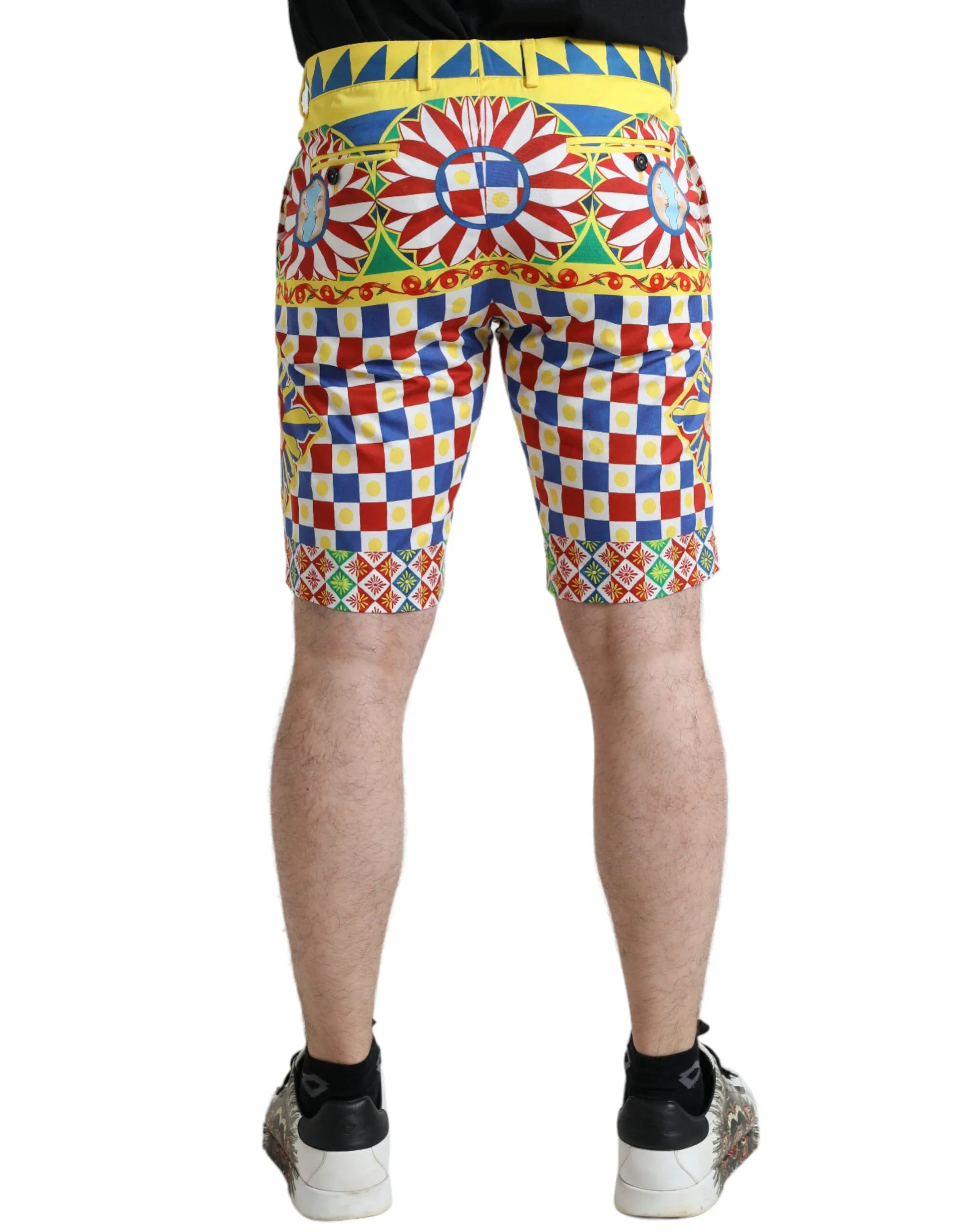 Dolce & Gabbana Multicolor Carretto Print Men Bermuda Shorts - Zeiniez